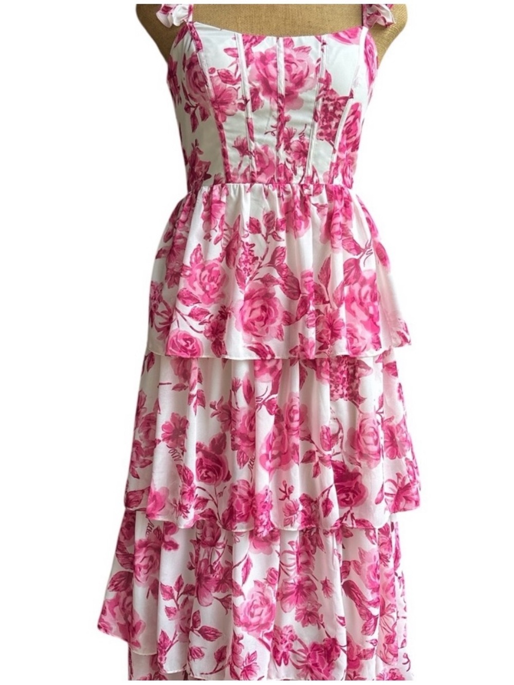 Revelry pink tiered maxi dress